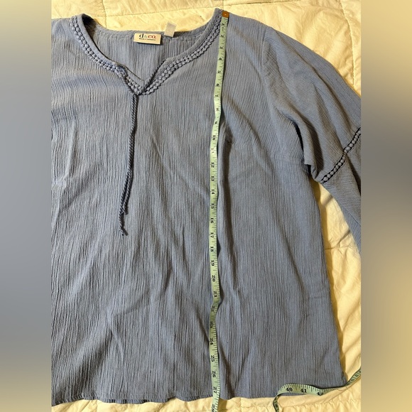 Women's Crepe Blouse - 3/4 inch bell sleeves - Size 2X | Denim&Co-Black - Picture 9 of 10